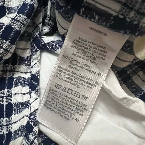 MADEWELL Curved-Hem Mini Skirt in Plaid Navy White SZ L