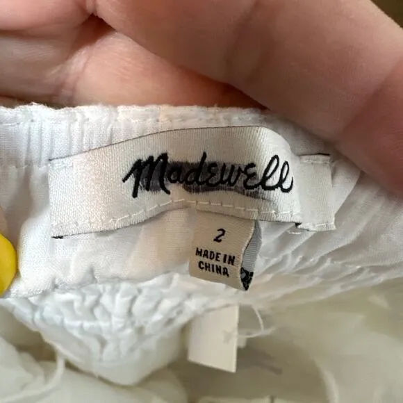 Madewell Dawson Dress Cutout White Linen Midi Dress with pockets Size 2 NWT