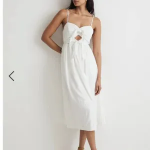 Madewell Dawson Dress Cutout White Linen Midi Dress with pockets Size 2 NWT