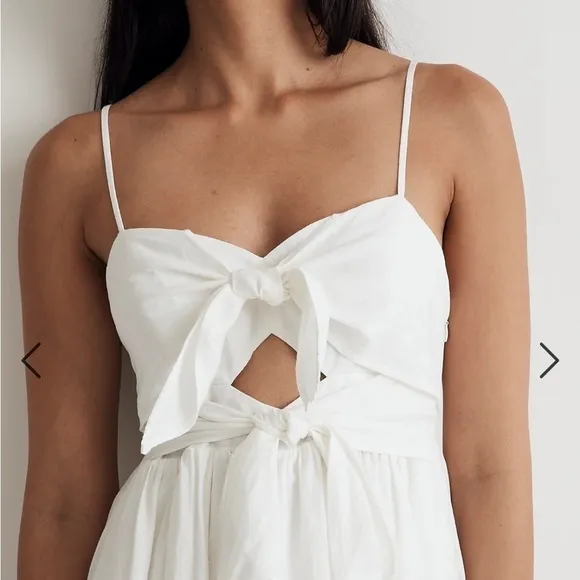 Madewell Double-Tie Cutout Sweetheart Midi Dress NL181 white