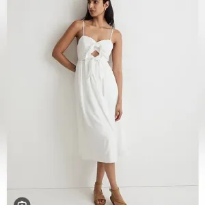 Madewell Double-Tie Cutout Sweetheart Midi Dress NL181 white