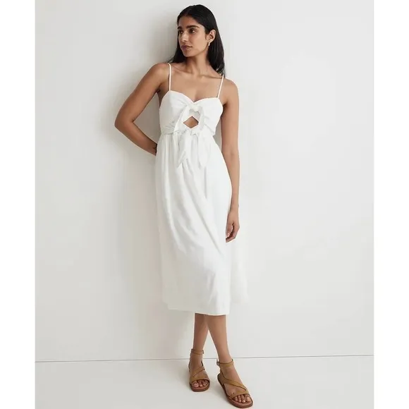 Madewell Double-Tie Cutout Sweetheart Midi Dress
