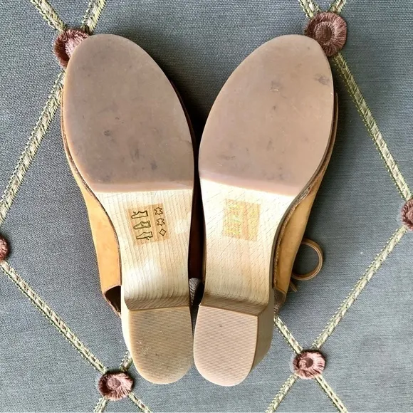 Madewell Leather Sandals Clogs in Tan Lace Up Platform Heels &amp; Ankle Strap (6)