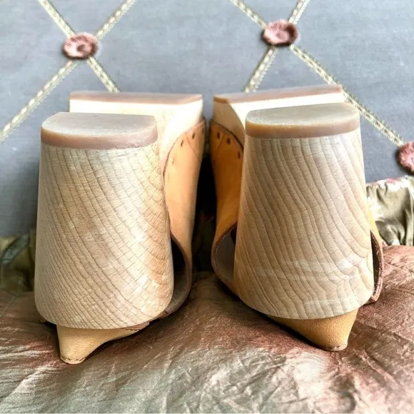 Madewell Leather Sandals Clogs in Tan Lace Up Platform Heels &amp; Ankle Strap (6)