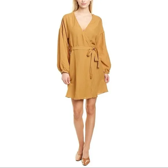 [Madewell] Linen Blend Balloon Sleeve Wrap Dress