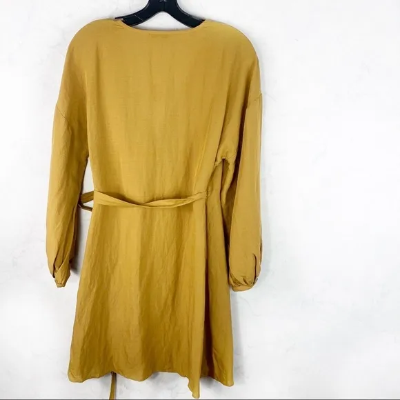 [Madewell] Linen Blend Balloon Sleeve Wrap Dress