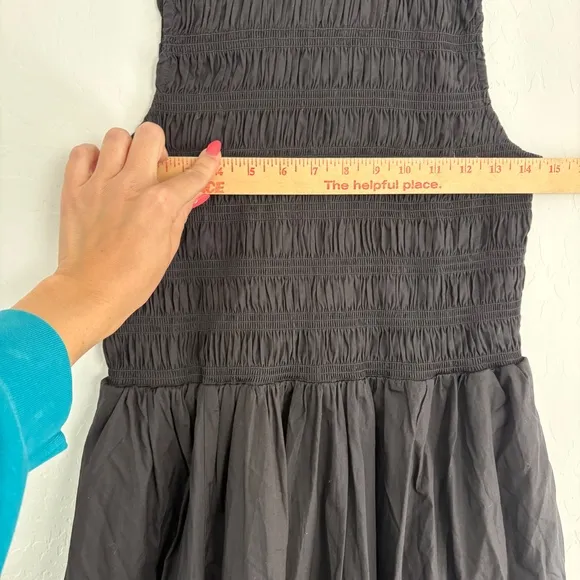 Madewell Melody Smocked Midi Dress Bubble Hem Black Casual Party Dress NWT M