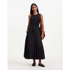 Madewell Melody Smocked Midi Dress Bubble Hem Black Casual Party Dress NWT M