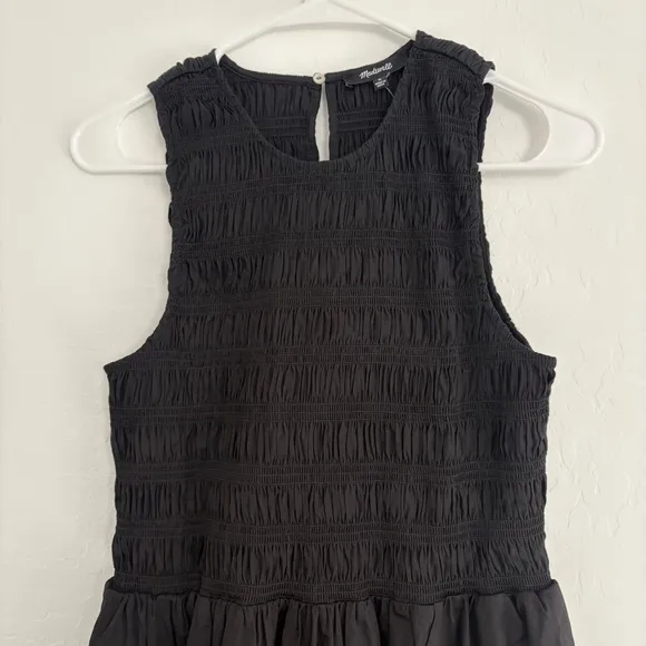 Madewell Melody Smocked Midi Dress Bubble Hem Black Casual Party Dress NWT M