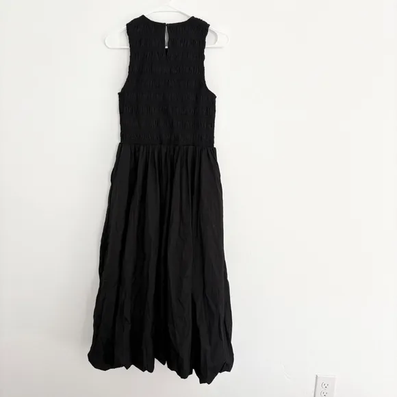 Madewell Melody Smocked Midi Dress Bubble Hem Black Casual Party Dress NWT M
