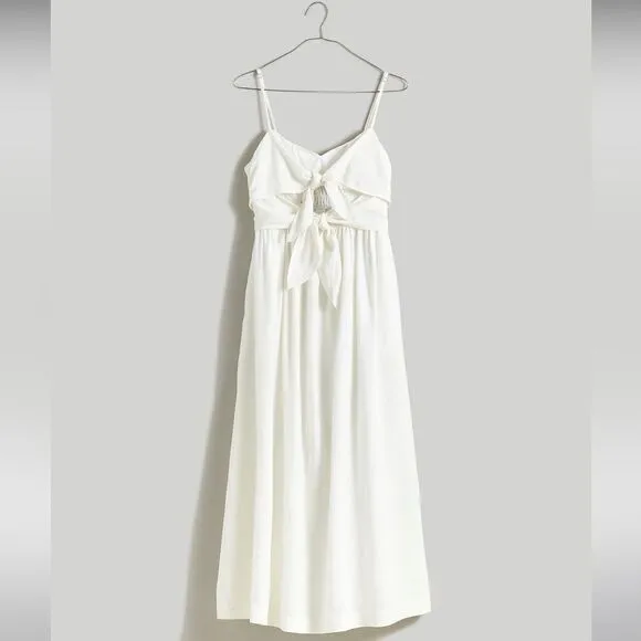 Madewell NWT Double Tie Cutout Sweetheart Midi Dress Size 00 in Eyelet White