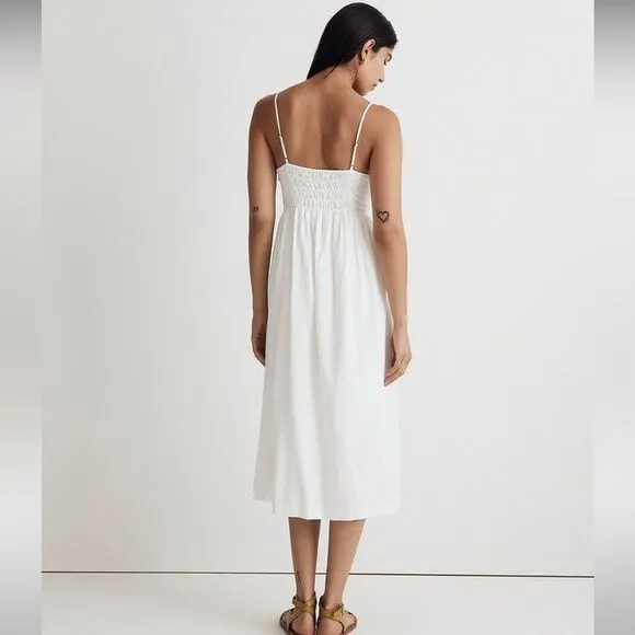 Madewell NWT Double Tie Cutout Sweetheart Midi Dress Size 00 in Eyelet White
