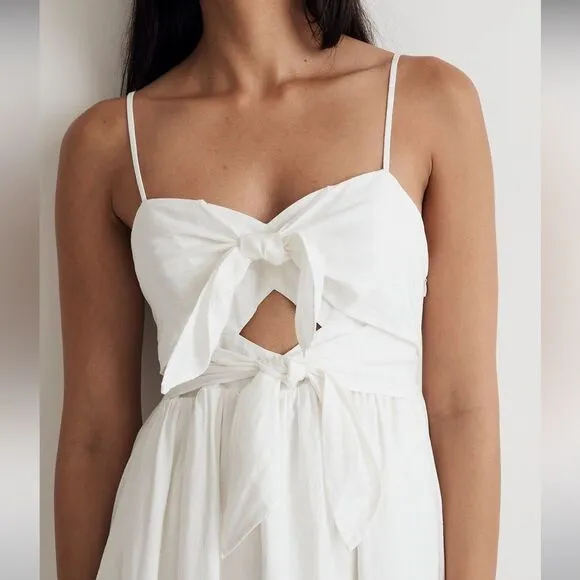 Madewell NWT Double Tie Cutout Sweetheart Midi Dress Size 00 in Eyelet White