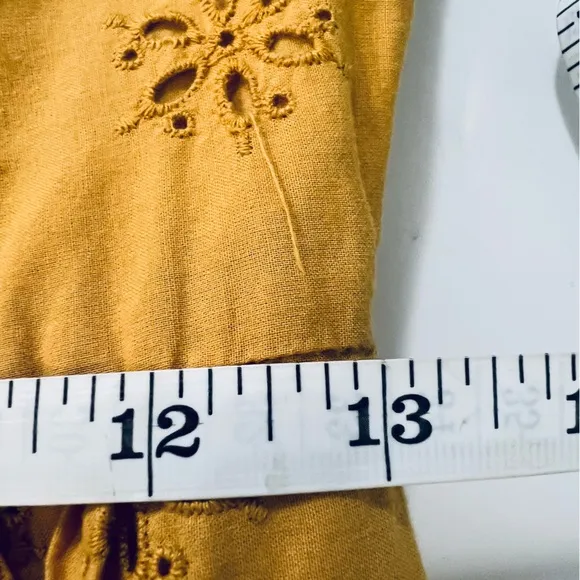 Madewell Scalloped Eyelet Midi Dress Yellow Size 0 Boho Chic