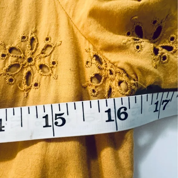 Madewell Scalloped Eyelet Midi Dress Yellow Size 0 Boho Chic