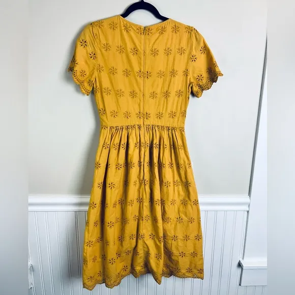 Madewell Scalloped Eyelet Midi Dress Yellow Size 0 Boho Chic