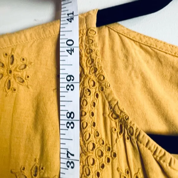 Madewell Scalloped Eyelet Midi Dress Yellow Size 0 Boho Chic