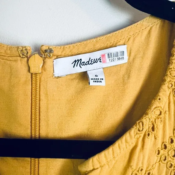 Madewell Scalloped Eyelet Midi Dress Yellow Size 0 Boho Chic