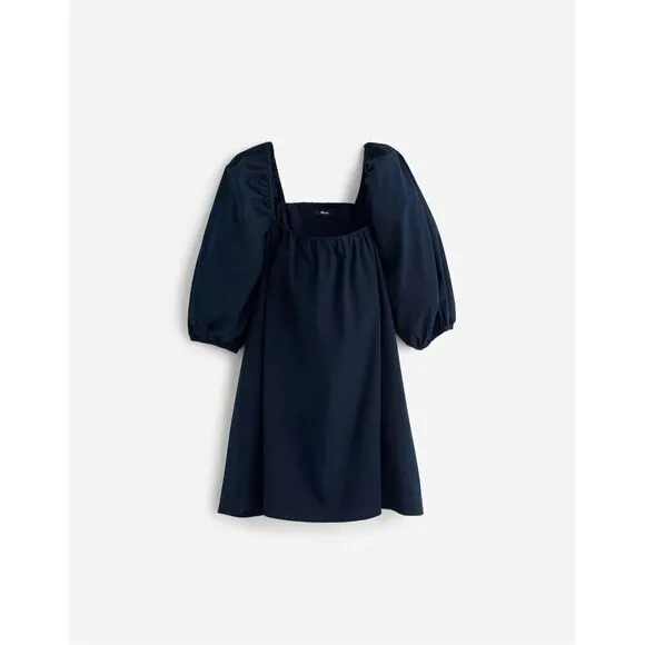 Madewell Square-Neck Puff-Sleeve Mini Dress in Navy Blue Size 2 NWT