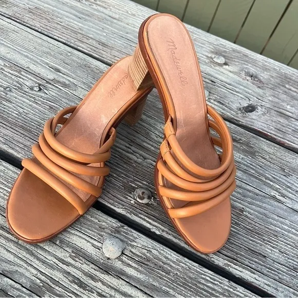 Madewell The Addie High Heels Leather Mule Slip On Sandals