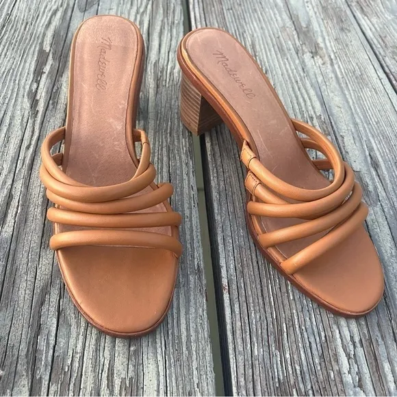 Madewell The Addie High Heels Leather Mule Slip On Sandals