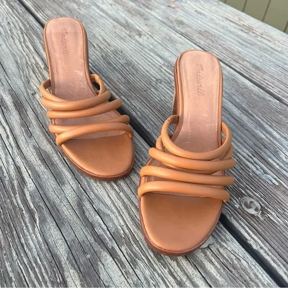 Madewell The Addie High Heels Leather Mule Slip On Sandals