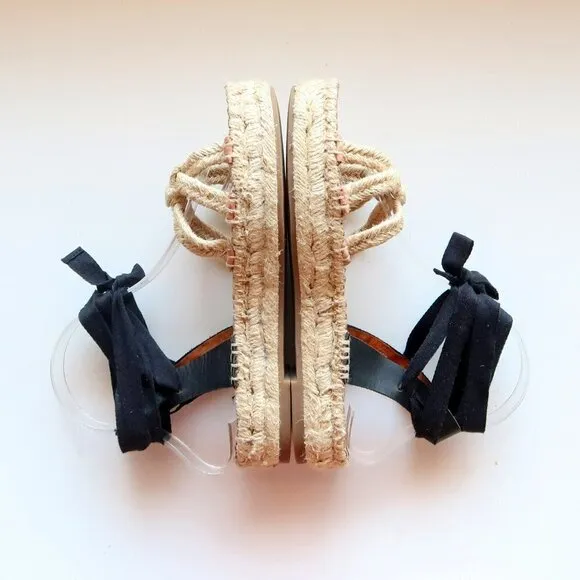 Madewell The Gwen Flat Platform Espadrille Ankle Tie Lace Up Jute Sandals 7.5