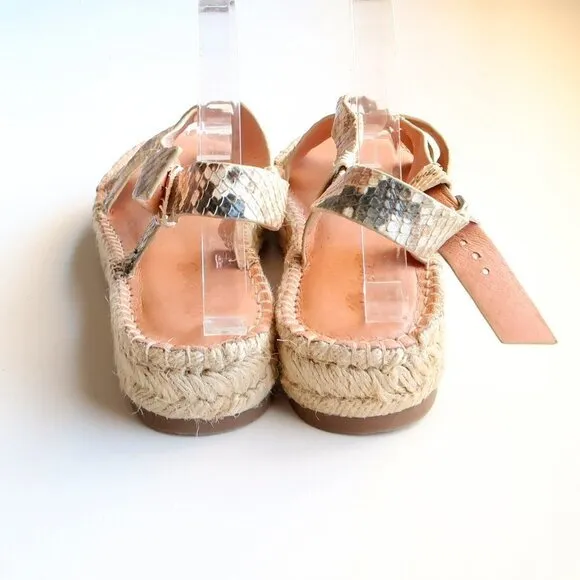Madewell The Malia Platform Espadrille Sandal in Snake Embossed Beige Leather