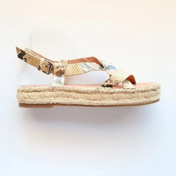 Madewell The Malia Platform Espadrille Sandal in Snake Embossed Beige Leather