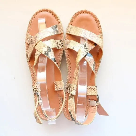 Madewell The Malia Platform Espadrille Sandal in Snake Embossed Beige Leather