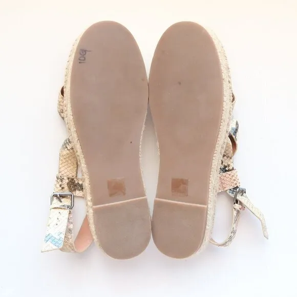 Madewell The Malia Platform Espadrille Sandal in Snake Embossed Beige Leather