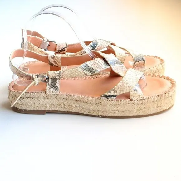 Madewell The Malia Platform Espadrille Sandal in Snake Embossed Beige Leather