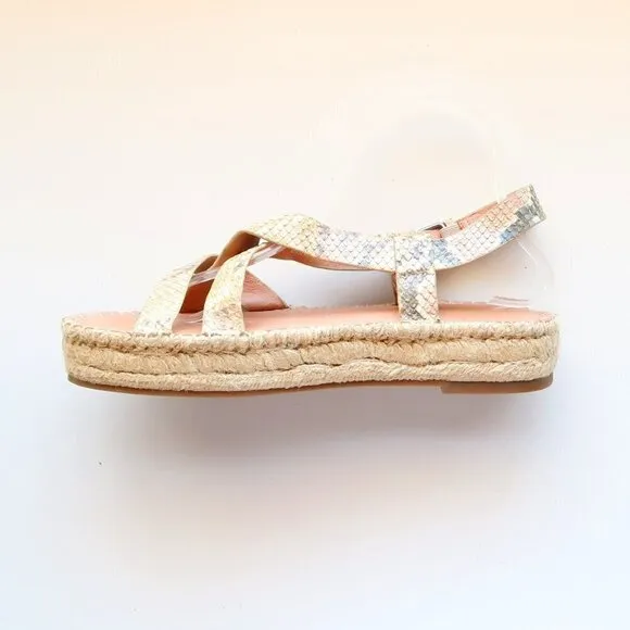 Madewell The Malia Platform Espadrille Sandal in Snake Embossed Beige Leather