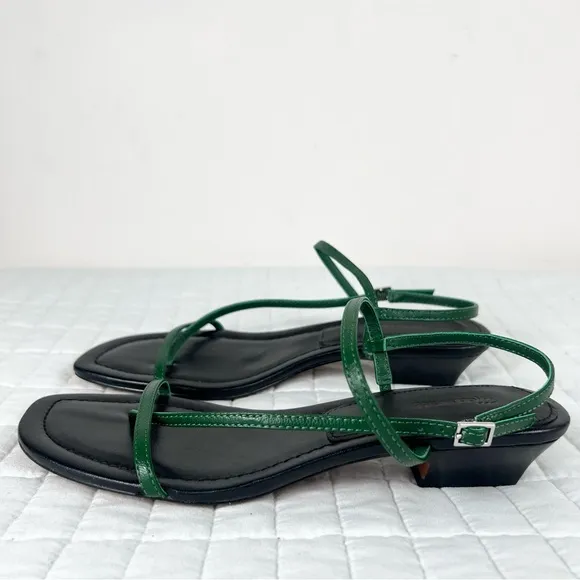 Madewell The Maycie Asymmetric T-Strap Sandal in Golf Green Size 7.5 NWOB