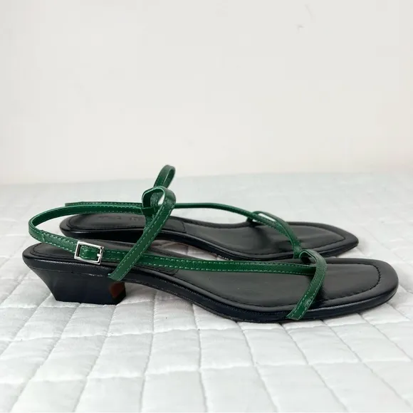 Madewell The Maycie Asymmetric T-Strap Sandal in Golf Green Size 7.5 NWOB