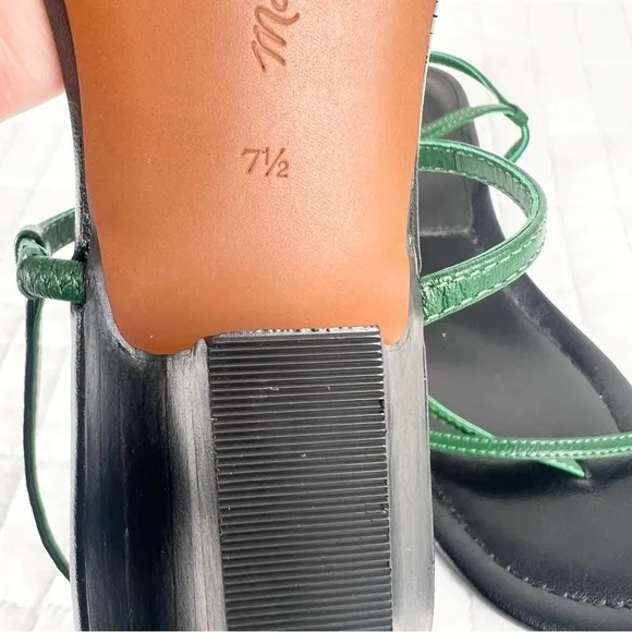 Madewell The Maycie Asymmetric T-Strap Sandal in Golf Green Size 7.5 NWOB