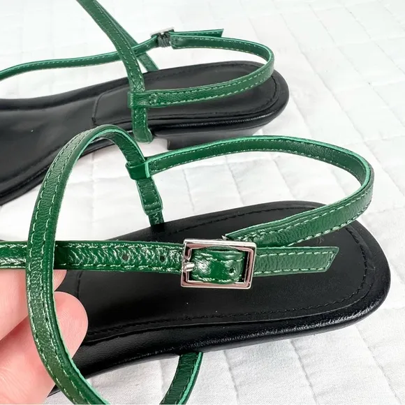 Madewell The Maycie Asymmetric T-Strap Sandal in Golf Green Size 7.5 NWOB