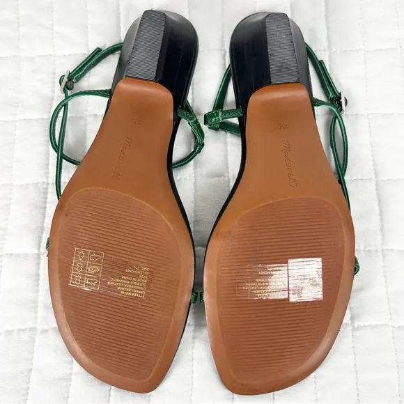 Madewell The Maycie Asymmetric T-Strap Sandal in Golf Green Size 7.5 NWOB