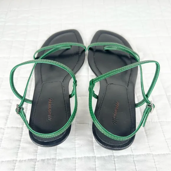 Madewell The Maycie Asymmetric T-Strap Sandal in Golf Green Size 7.5 NWOB