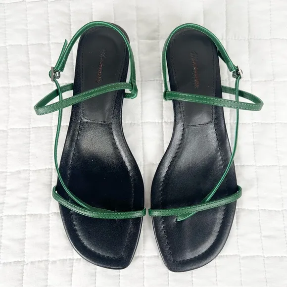 Madewell The Maycie Asymmetric T-Strap Sandal in Golf Green Size 7.5 NWOB