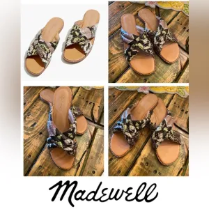 Madewell The Skyler Slide Sandal in Snake Embossed Leather