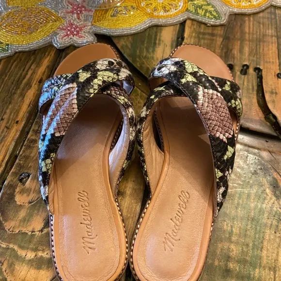 Madewell The Skyler Slide Sandal in Snake Embossed Leather