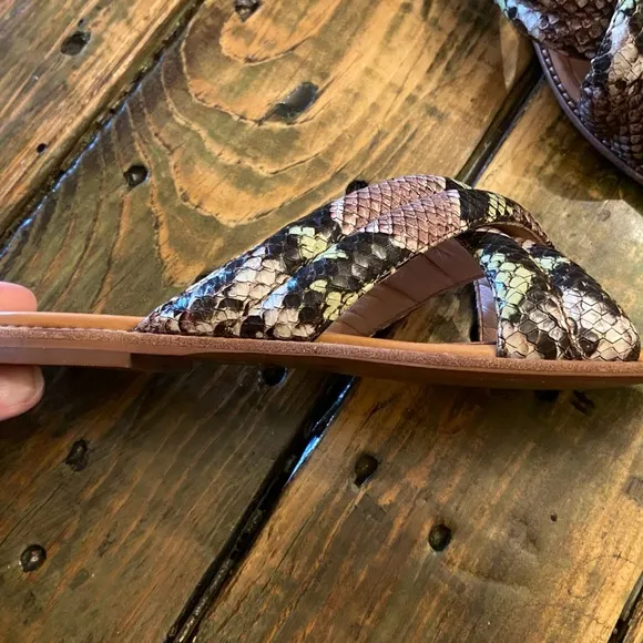Madewell The Skyler Slide Sandal in Snake Embossed Leather