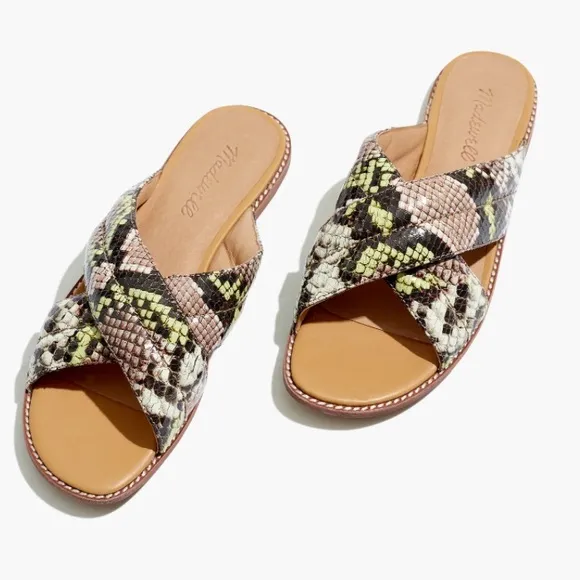 Madewell The Skyler Slide Sandal in Snake Embossed Leather