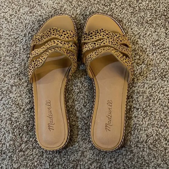 Madewell The Wave Slide Sandal in Spotted Calf Hair
