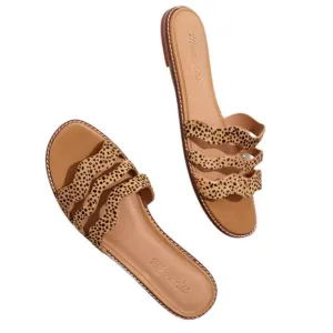 Madewell The Wave Slide Sandal in Spotted Calf Hair