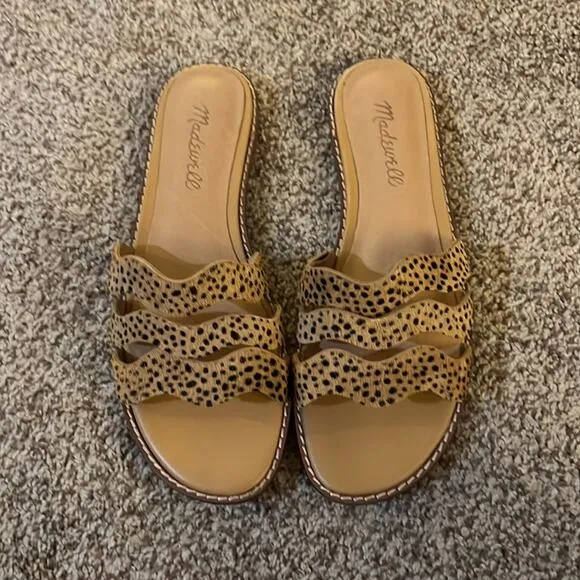 Madewell The Wave Slide Sandal in Spotted Calf Hair