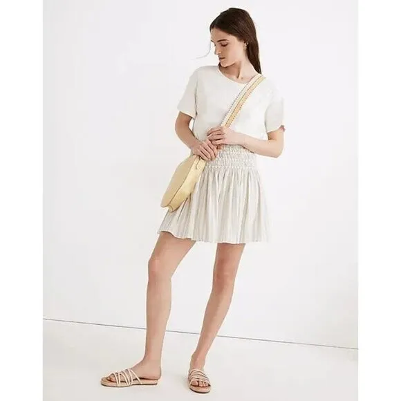 MADEWELL Woman's Smocked Pull-on Miniskirt In‎ Stripe Size XS