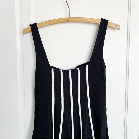 Maeve • Anthropologie Sweetheart Mini Dress black white fit &amp; flare sleeveless