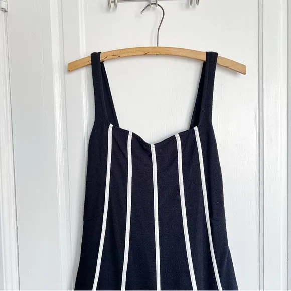 Maeve • Anthropologie Sweetheart Mini Dress black white fit &amp; flare sleeveless